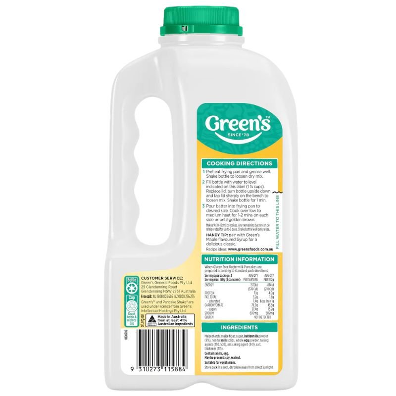 [Expiry Date: 16/02/2027] Green's Gluten Free Buttermilk Pancake Shake Mix 300g