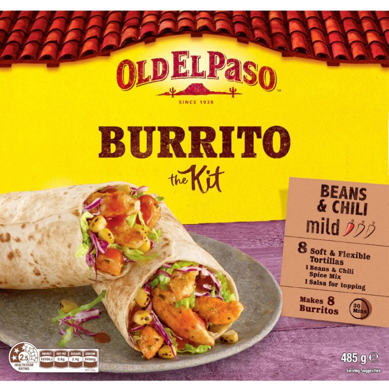 [Expiry Date: 07/03/2027] Old El Paso Burrito Dinner Kit Mexican Style 485g