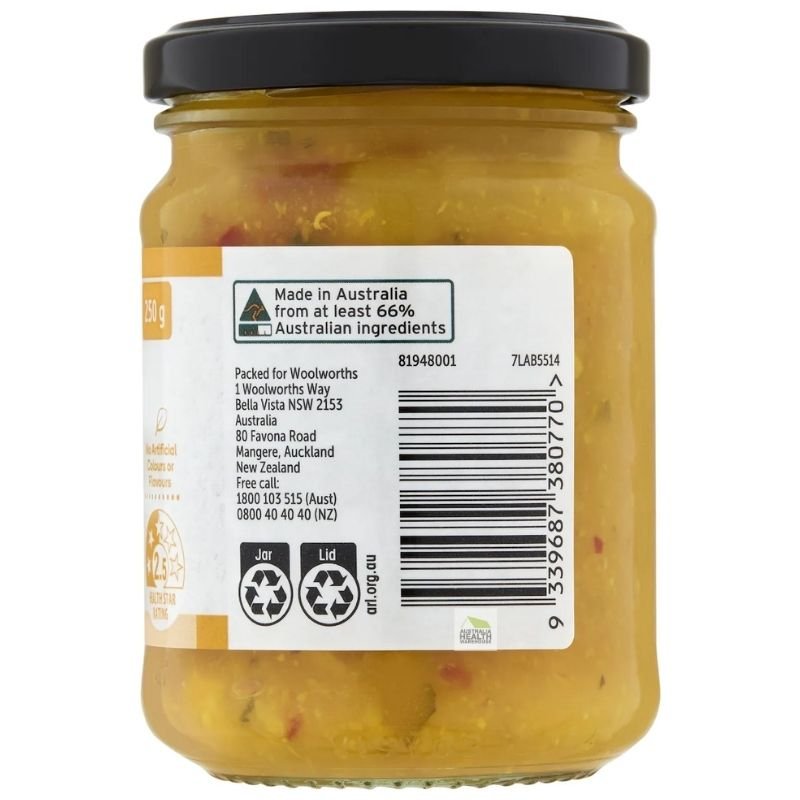 [Expiry Date: 17/06/2027] Woolworths Corn Relish 250g |Oz Mart