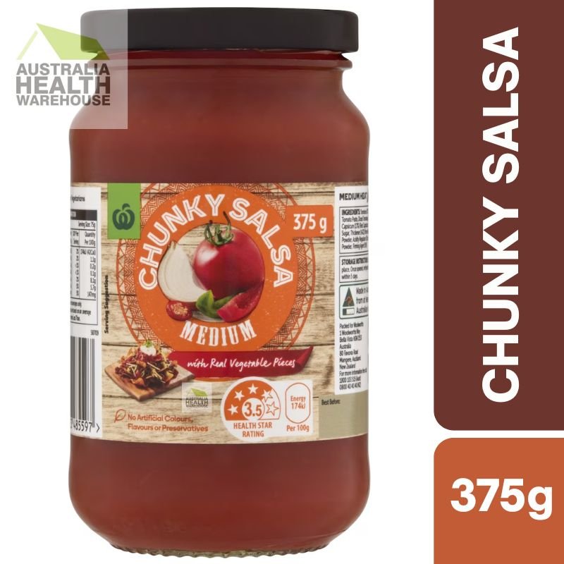 [Expiry: 18/09/2026] Woolworths Chunky Salsa Medium 375g