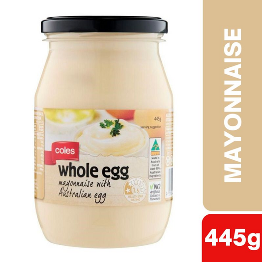[CLEARANCE Expiry: 20/02/2026] Coles Whole Egg Mayonnaise 445g