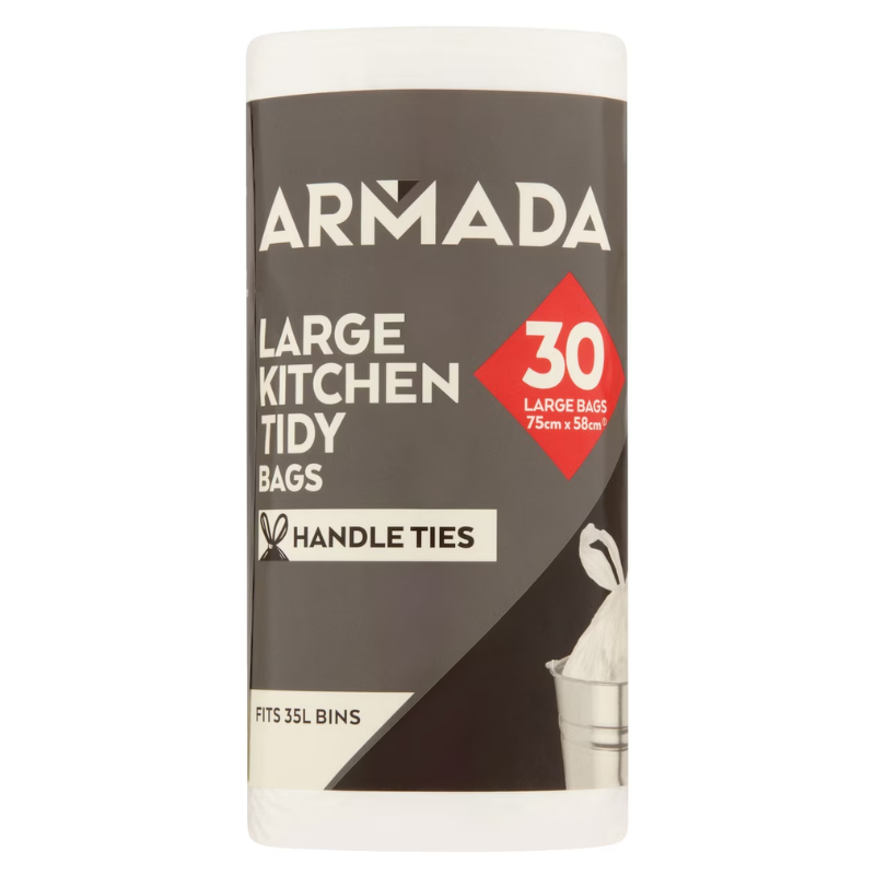 Armada Kitchen Tidy Bags With Handle Ties Large Roll 30 pack