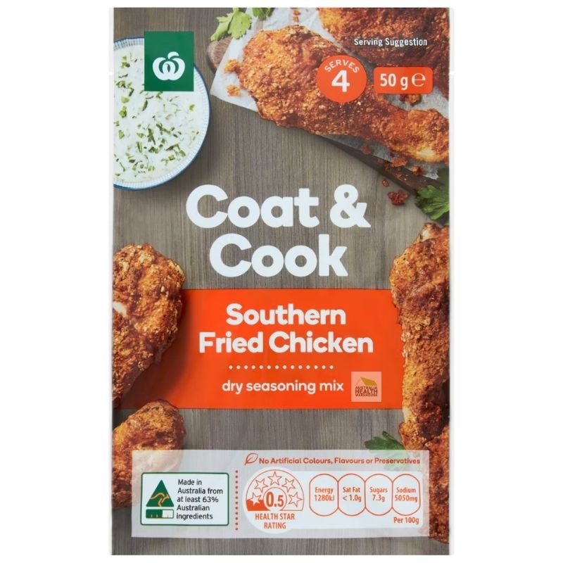 Woolworths Coat & Cook Seasoning Mix Southern Fried Chicken 50g