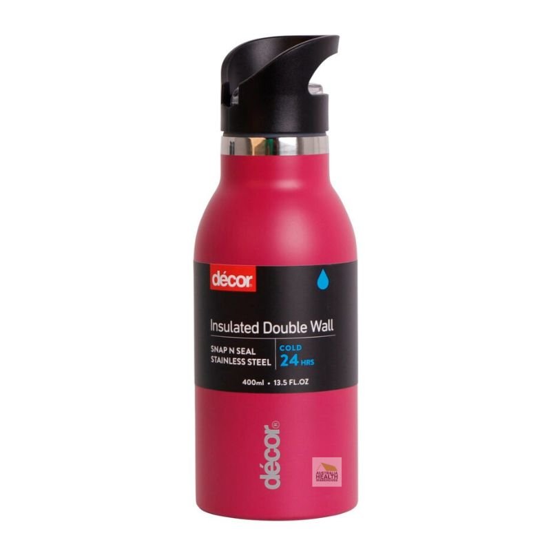 Decor Snap n Seal Insulated Double Wall Stainless Steel Bottle (PINK) 400mL