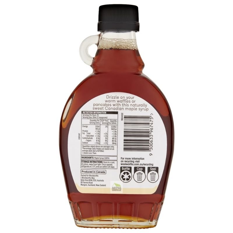 [Expiry: 20/05/2027] Woolworths 100% Pure Canadian Maple Syrup 250mL