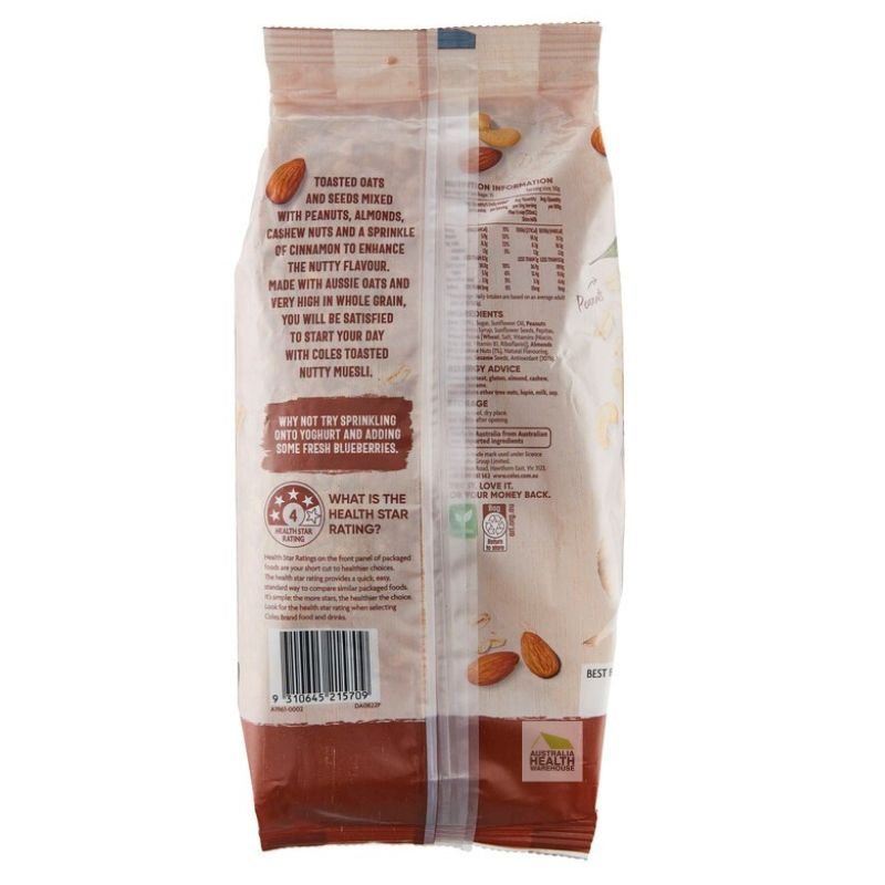 [Expiry: 06/10/2026] Coles Muesli Toasted Nutty 750g
