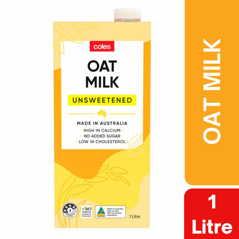 [Expiry: 26/01/2027] Coles Oat Milk Unsweetened 1 Litre