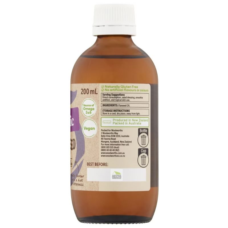 [Expiry: 17/09/2026] Woolworths Macro Organic Flaxseed Oil 200mL