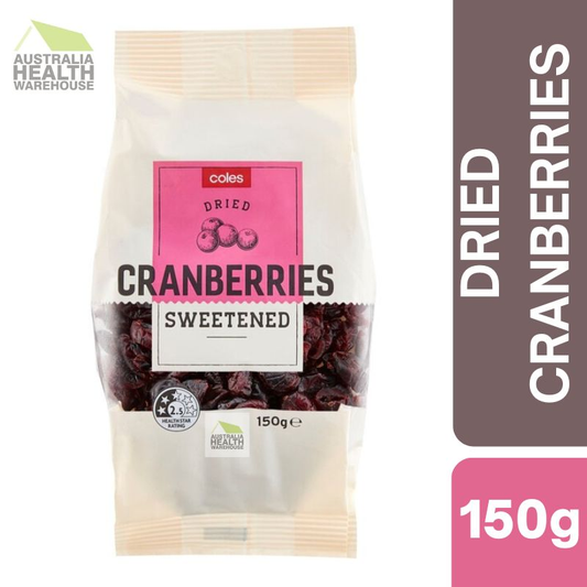 [CLEARANCE Expiry: 15/08/2026] Coles Dried Cranberries Sweetened 150g