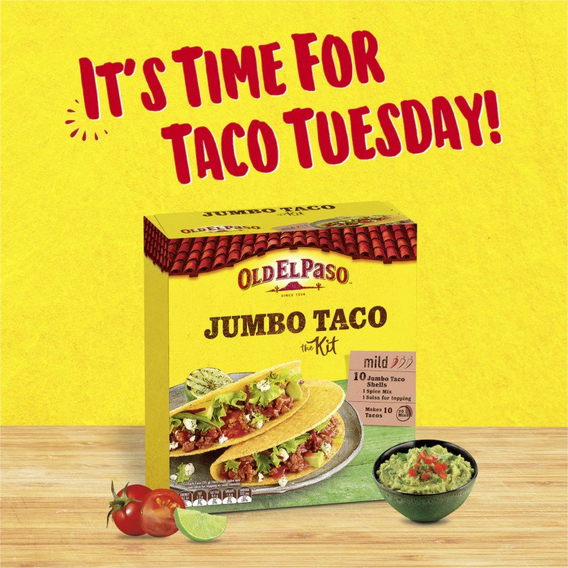 [Expiry Date: 17/02/2027] Old El Paso Jumbo Taco Kit Pdm 345g