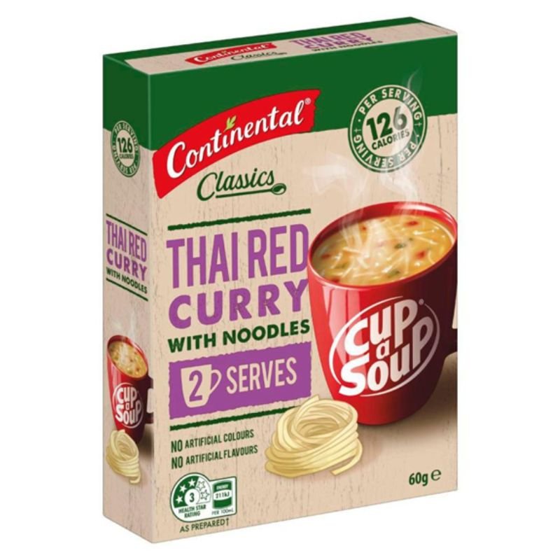 [Expiry: 06/02/2028] Continental Cup A Soup Thai Red Curry with Noodles Serves 2 60g