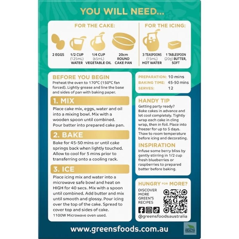 Green's Deluxe Vanilla Mud Cake Mix 600g