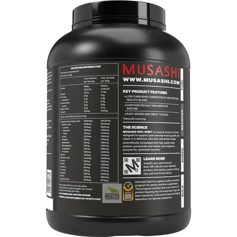 [Expiry: 16/06/2027]  Musashi 100% Whey Vanilla 2Kg