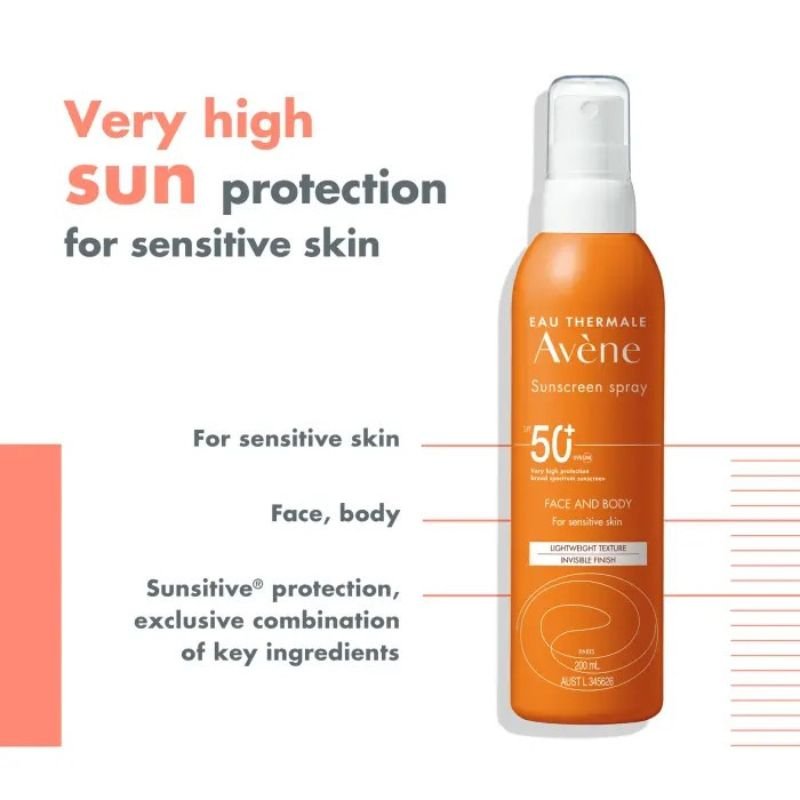 [Expiry: 09/2025] Avène Sunscreen SPF 50+ Face & Body For Sensitive Skin Spray 200mL