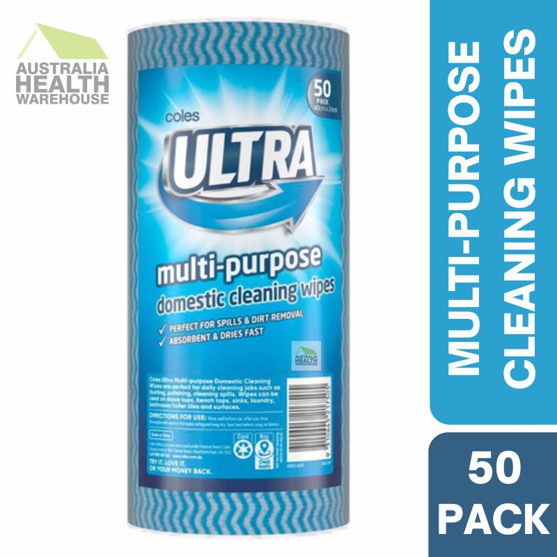 Coles Ultra Multi-Purpose Domestic Cleaning Wipes 50 Pack