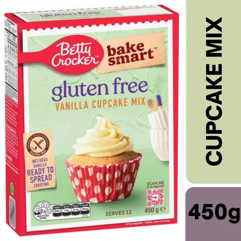 [Expiry Date: 22/02/2027] Betty Crocker Bake Smart Gluten Free Vanilla Cupcake Mix 450g