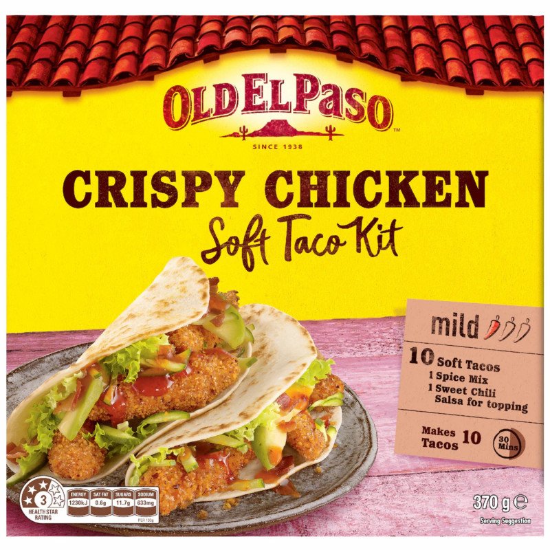 [Expiry Date: 09/03/2027] Old El Paso Taco Soft Crispy Chicken Dinner Kit Mexican Style 370g