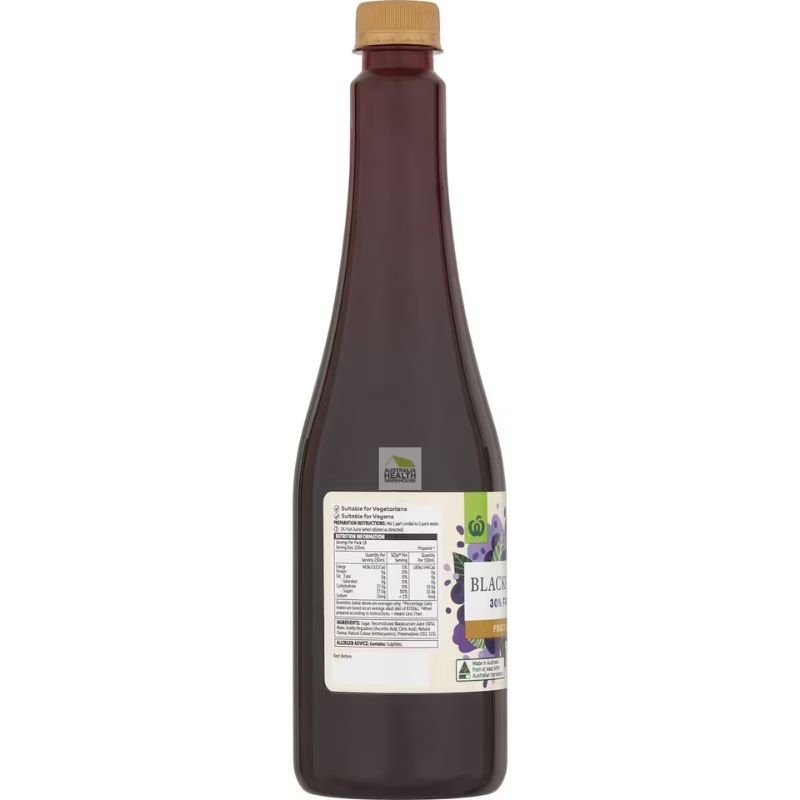 [CLEARANCE Expiry Date: 08/06/2026] Woolworths Blackcurrant Fruit Juice Syrup 750mL