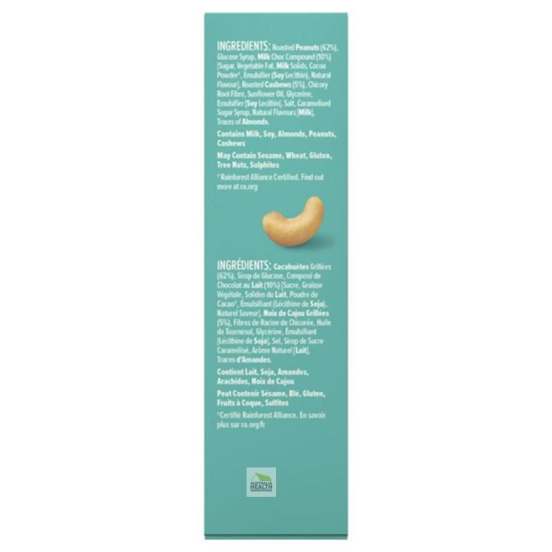 [Expiry: 09/02/2026] Nice & Natural Roasted Nut Bars Peanut & Cashew with Real Milk Chocolate 6 Bars 192g
