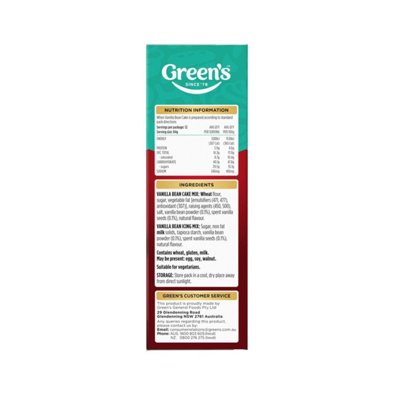 Green's Deluxe Vanilla Bean Layer Cake Mix 555g