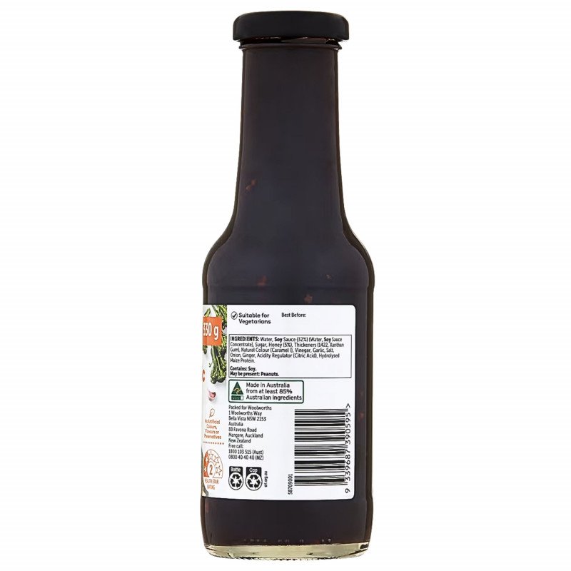 [Expiry: 08/01/2027] Woolworths Honey Soy & Garlic Marinade 330g
