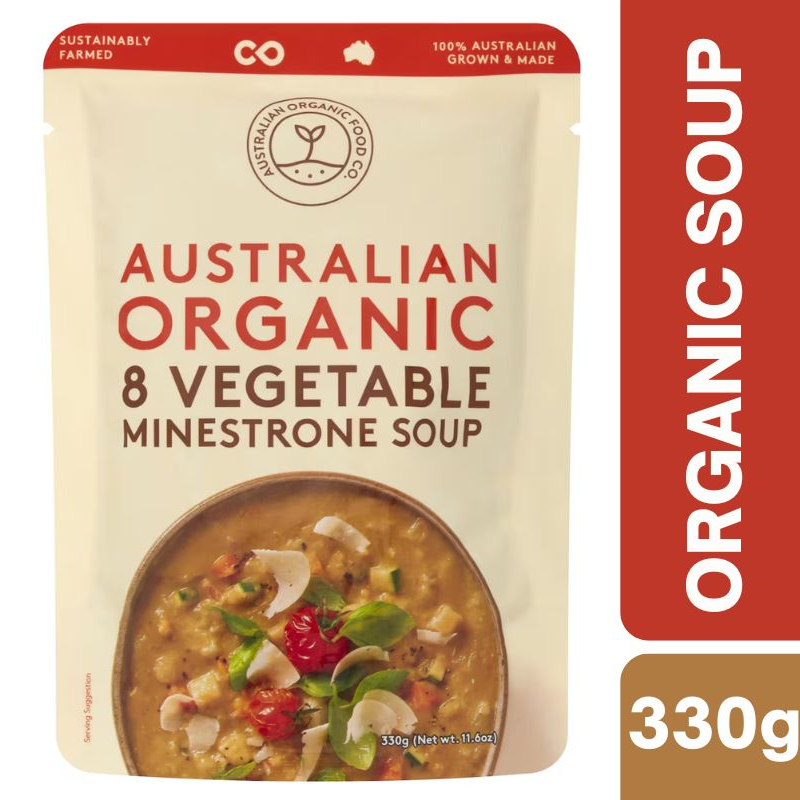 [Expiry Date: 04/09/2027] Australian Organic 8 Vegetable Minestrone Soup Pouch 330g