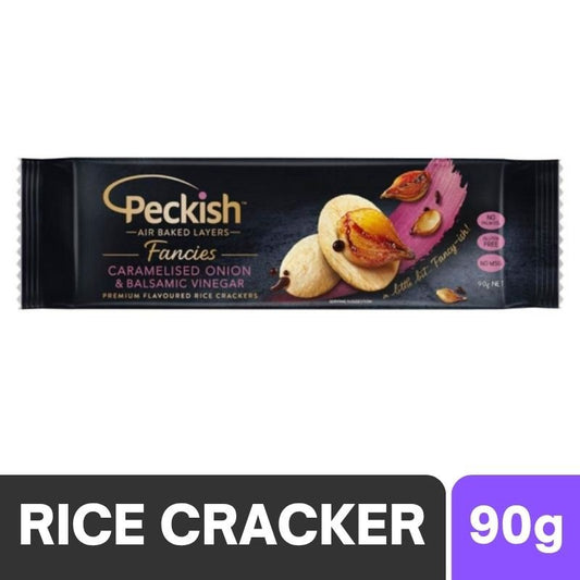 [Expiry Date: 30/04/2027] Peckish Fancies Caramelised Onion & Balsamic Vinegar Rice Crackers 90g