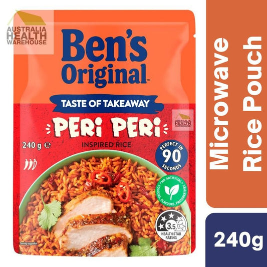 [Expiry: 21/12/2026] Ben's Original Taste of Takeaway Peri Peri Rice Microwave Rice Pouch 240g|Oz Mart