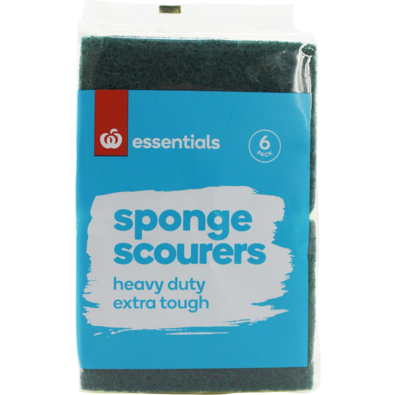 Woolworths Essentials Sponge Scourers Heavy Duty 6 Pack