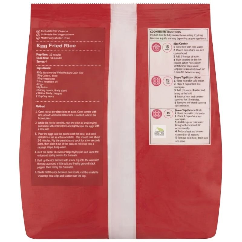 [Expiry Date: 23/09/2027] Woolworths Australian White Medium Grain Rice 1kg