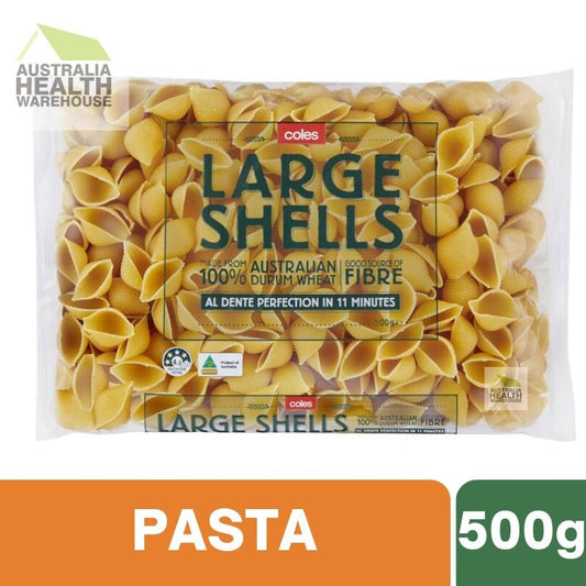 [Expiry: 12/11/2027] Coles Durum Wheat Pasta Large Shells 500g
