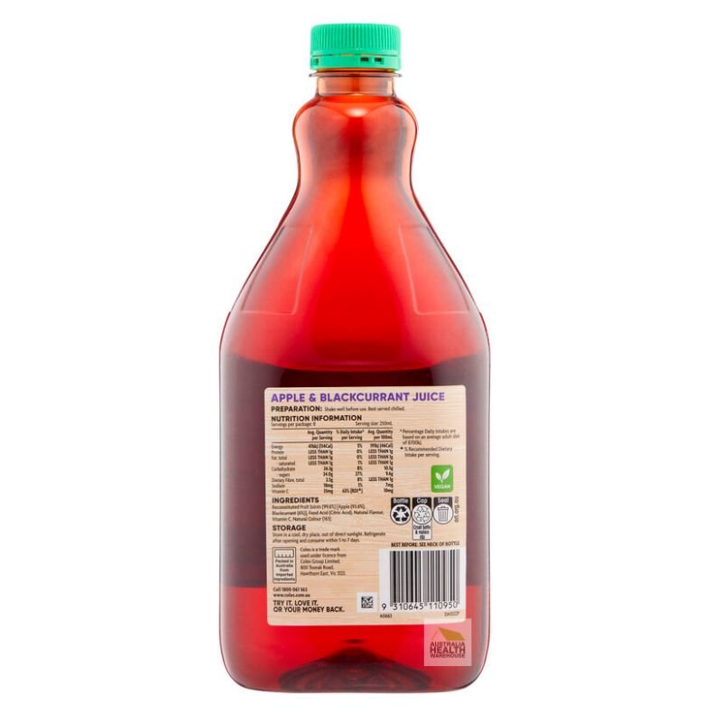 [CLEARANCE Expiry: 19/01/2026] Coles Apple & Blackcurrant Juice 2 Litre