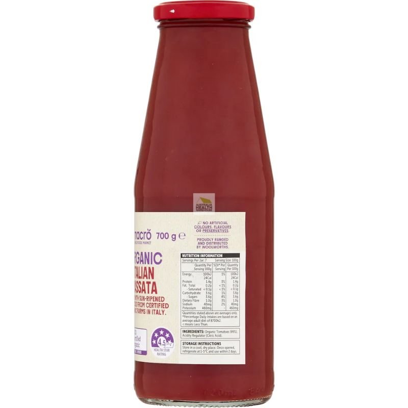 [Expiry: 31/08/2027] Woolworths Macro Organic Passata 700g