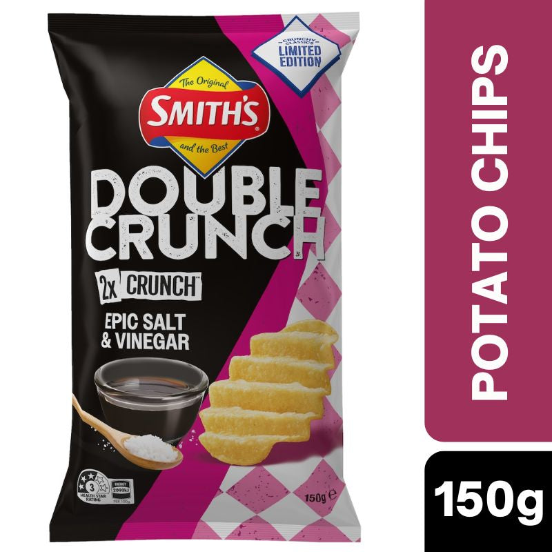 Smith's Double Crunch Epic Salt & Vinegar 150g