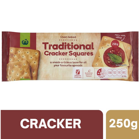 [CLEARANCE Expiry Date: 16/06/2026] Woolworths Traditional Cracker 250g