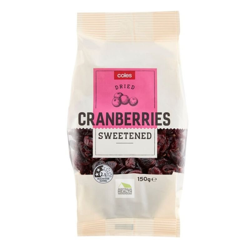[CLEARANCE Expiry: 15/08/2026] Coles Dried Cranberries Sweetened 150g