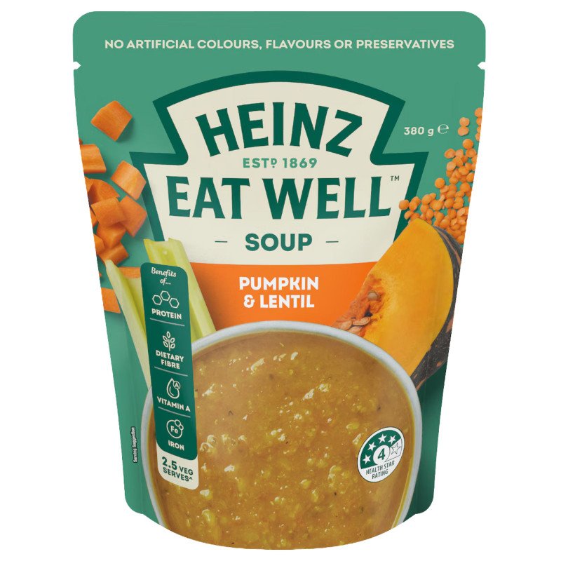 [Expiry Date: 19/02/2027] Heinz Eat Well Soup Pouch Pumpkin & Lentil 380g