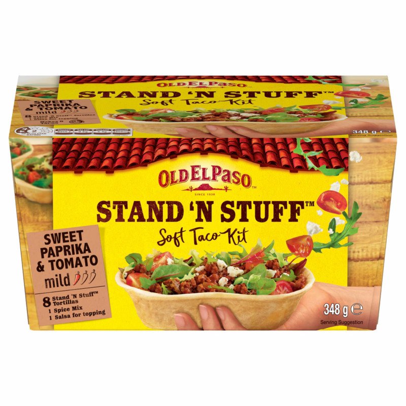 [CLEARANCE Expiry Date: 28/10/2026] Old El Paso Stand 'N Stuff Soft Taco Kit Mexican Style 348g
