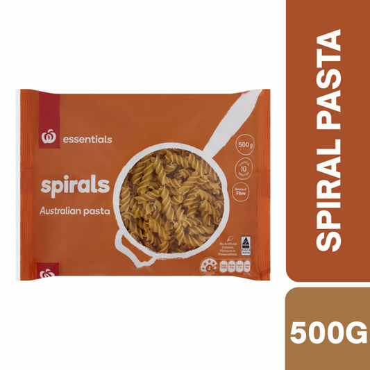 [Expiry Date: 12/08/2027] Woolworth Essentials Spirals Pasta 500g