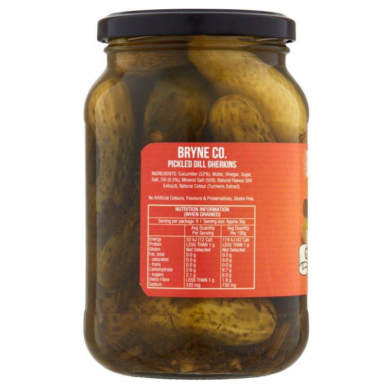 [Expiry Date: 12/09/2027] Bryne Co Pickled Dill Gherkins 500g