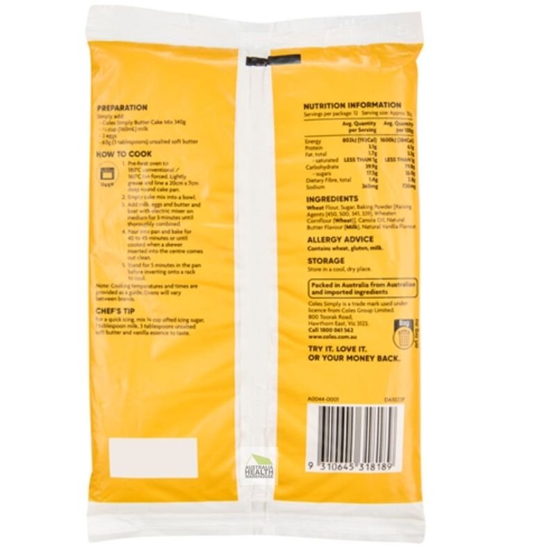 [Expiry Date: 22/10/2026]  Coles Simply Butter Cake Mix 340g
