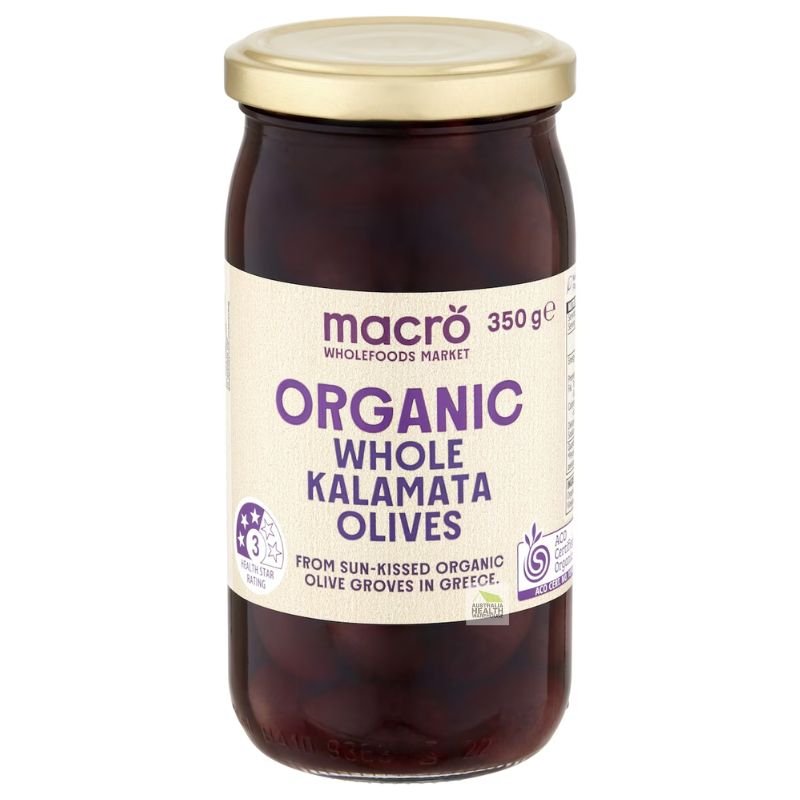 [Expiry: 05/2027] Woolworths Macro Organic Whole Kalamata Olives 350g