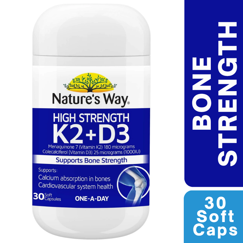 [Expiry Date: 30/11/2027] Nature's Way High Strength Vitamin K2 + D3 30 Capsules