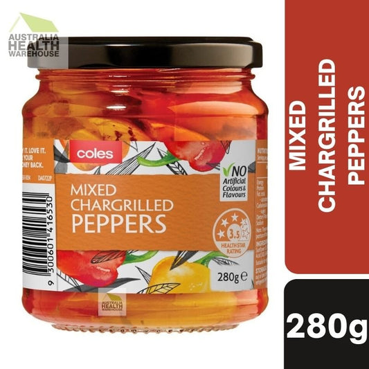[Expiry Date: 06/01/2029] Coles Mixed Chargrilled Peppers 280g