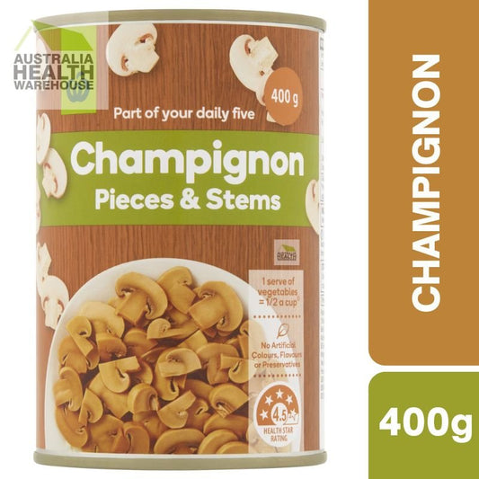 [Expiry Date: 30/04/2027] Woolworths Champignons Pieces & Stems 400g
