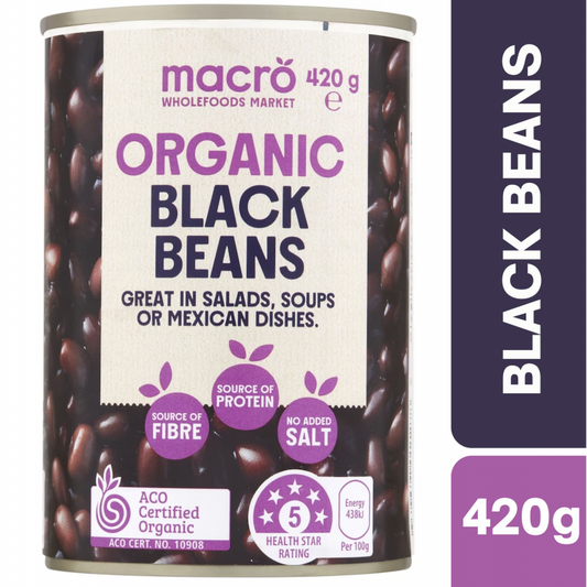 [Expiry Date: 31/07/2028] Woolworths Macro Organic Black Bean No Added Salt 420g