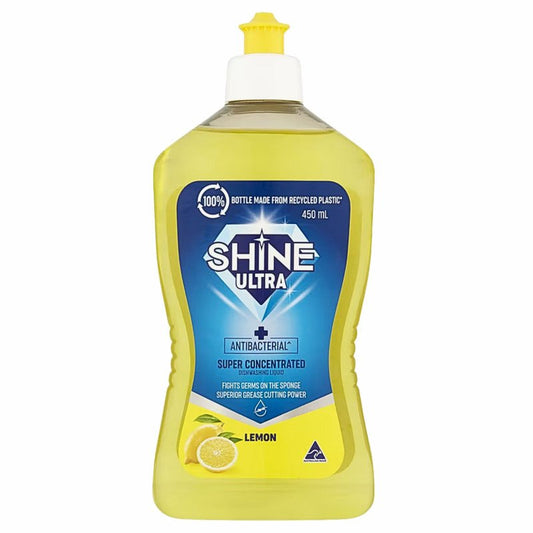 Shine Ultra Dishwashing Liquid Concentrate Antibacterial Lemon 450mL