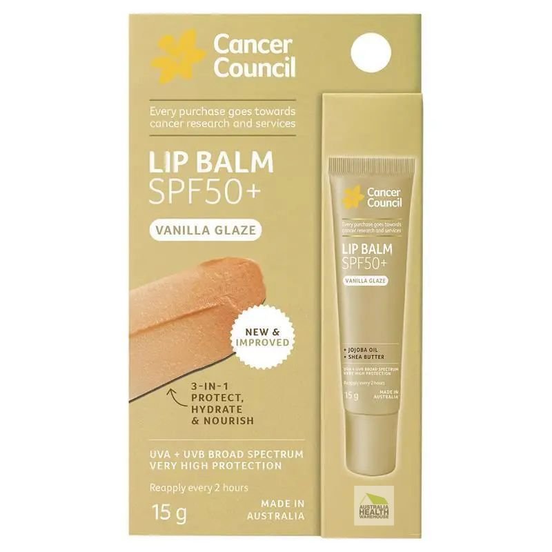 [Expiry: 06/2028] Cancer Council Lip Balm SPF50+ Vanilla Glaze 15g