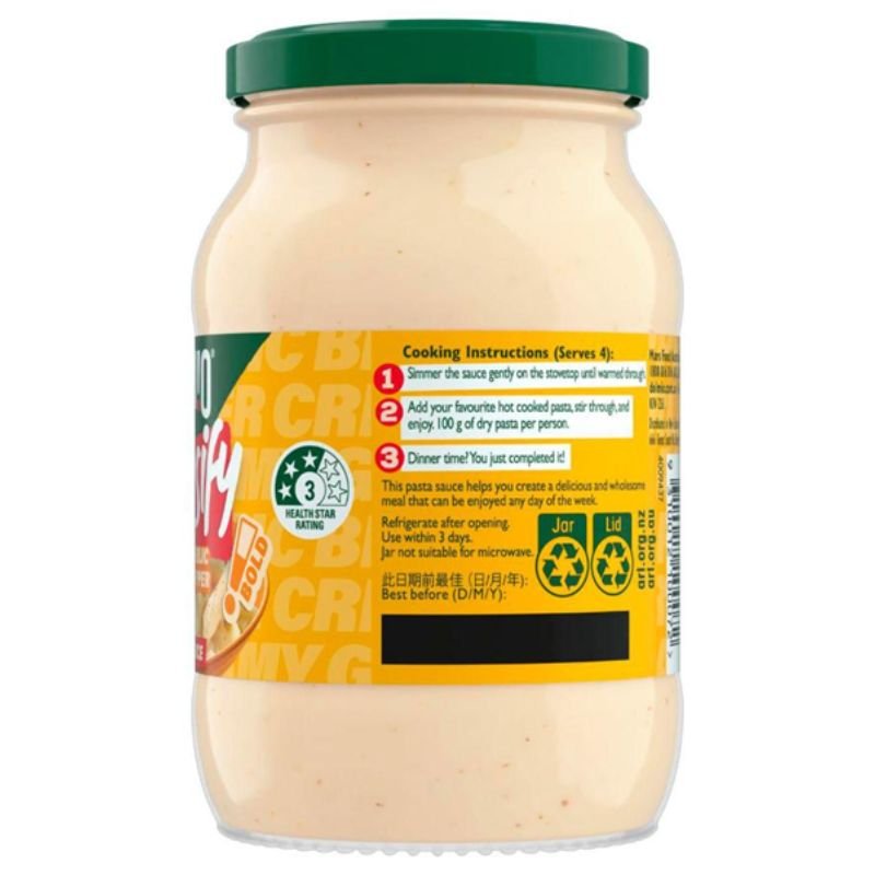 [Expiry Date: 02/08/2027] Dolmio Intensify Creamy Garlic & Black Pepper Pasta Sauce 395g