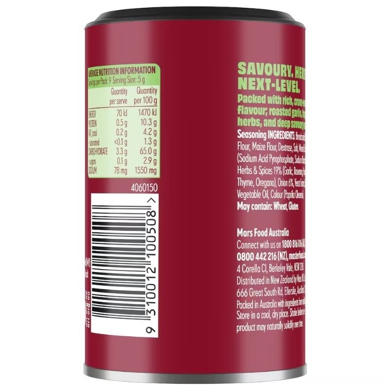 [Expiry Date: 15/09/2027] Masterfoods Umami Garlic Herb Topper Seasoning Can 50g